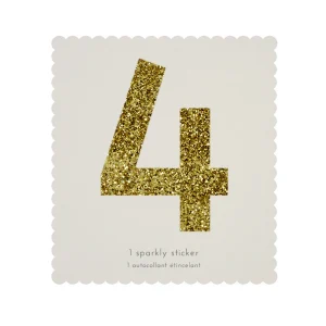 Sticker glitter oro número 4
