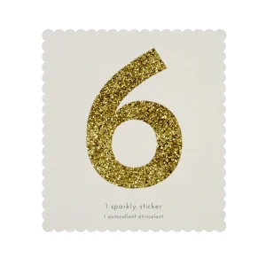 Sticker glitter oro número 6