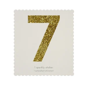 Sticker glitter oro número 7