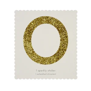 Sticker glitter oro número 0