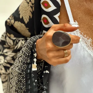 ANILLO PEDRA METALIZADO GRIS OSCURO