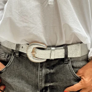 CINTURÓN ALMA PLATEADO BRILLANTE