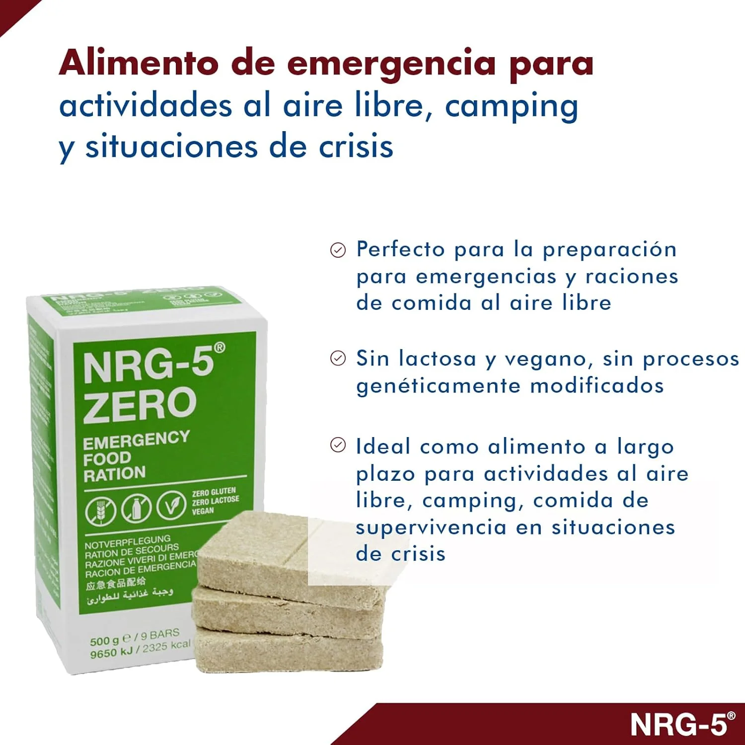 Ración de Comida de Supervivencia NRG-5® – Alimento de Emergencia Compacto y Nutritivo (500 g) - Imagen 3
