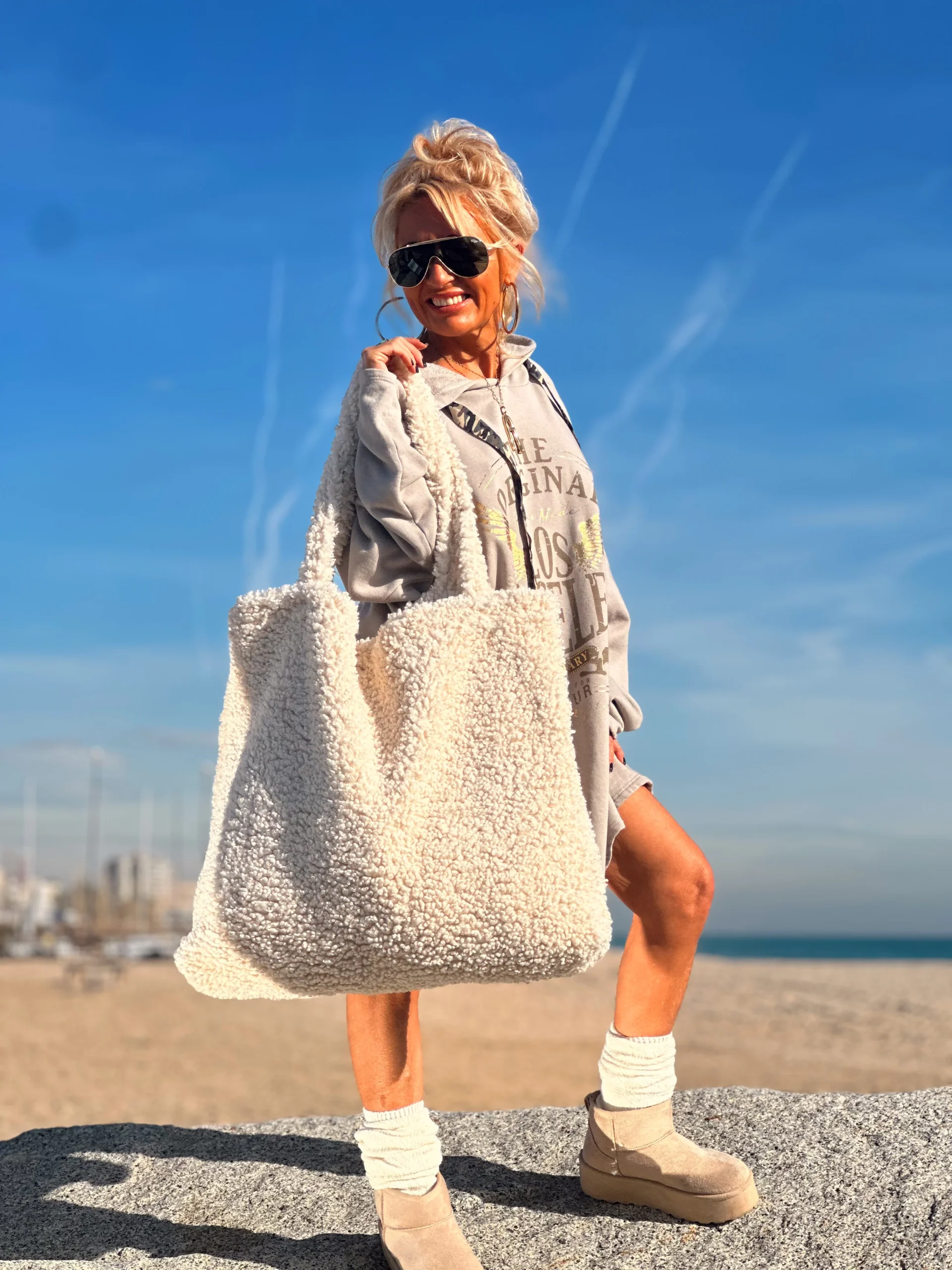 BOLSO OVERSIZE XXL POLAR CRUDO - Imagen 4