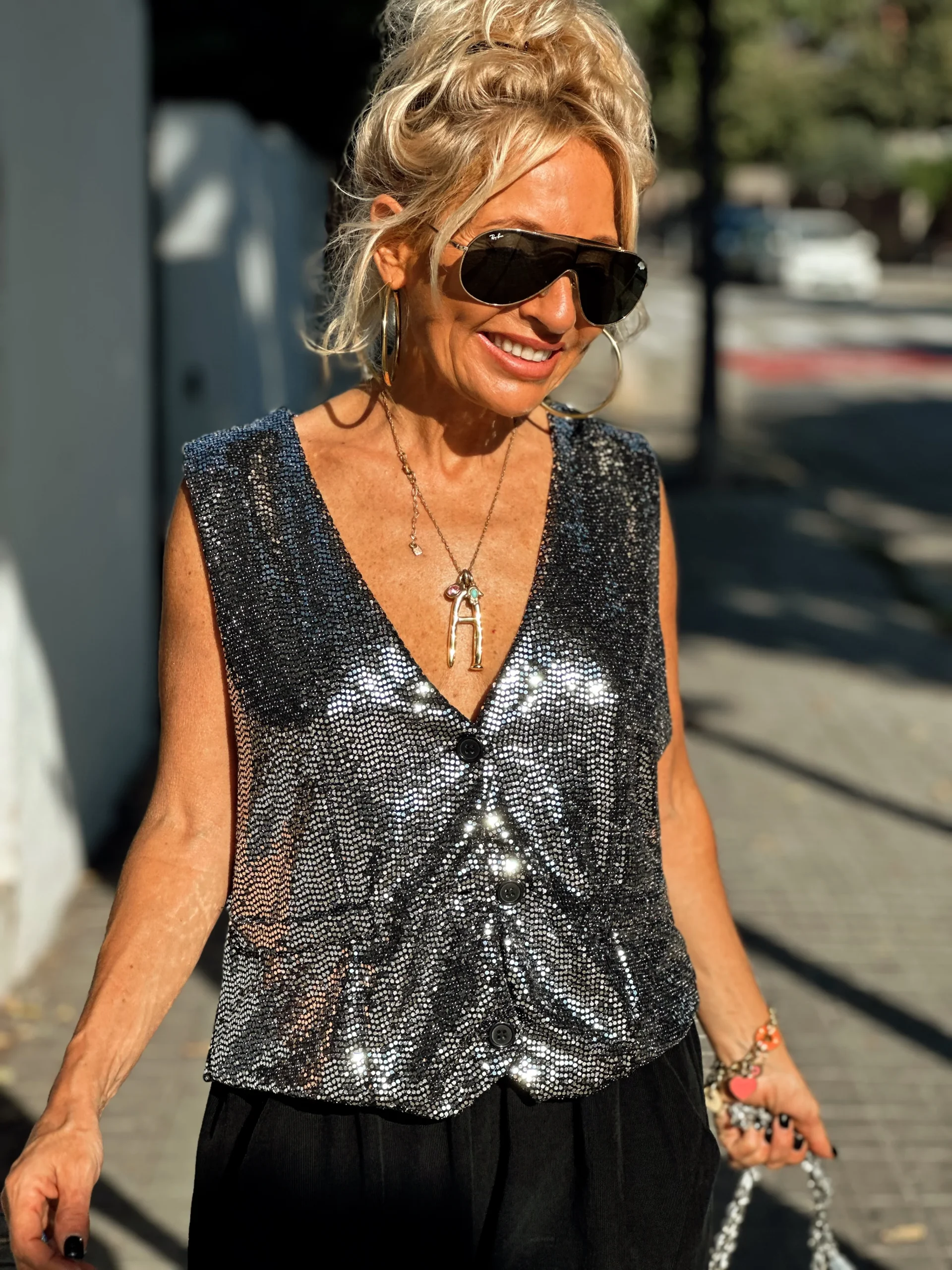 CHALECO LENTEJUELAS PLATEADO - Imagen 3