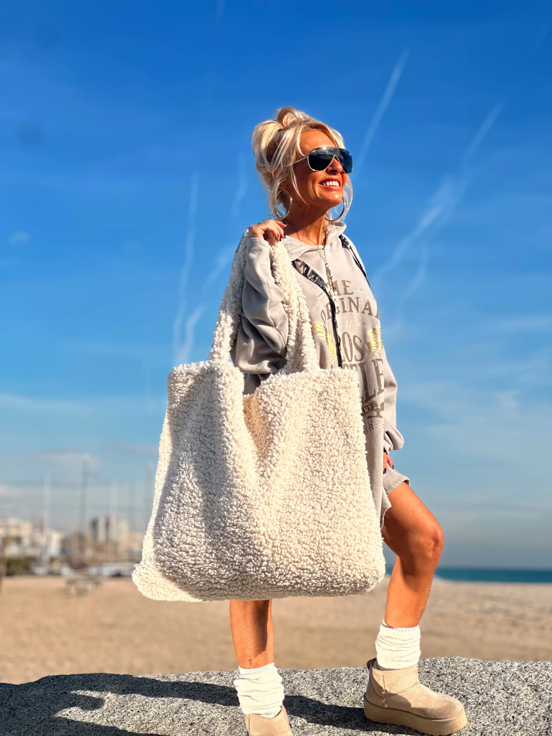 BOLSO OVERSIZE XXL POLAR CRUDO - Imagen 5