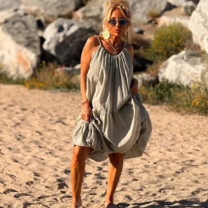 VESTIDO CORTO TULIPÁN TOPO