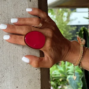 ANILLO PEDRA METALIZADO FUCSIA