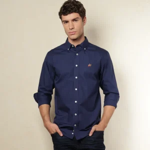 Camisa Fondo Entero M/L Color Azul Oscuro Ref. 115021225