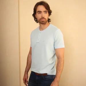 Camiseta Cuello Henley Azul Claro Ref. 147010525