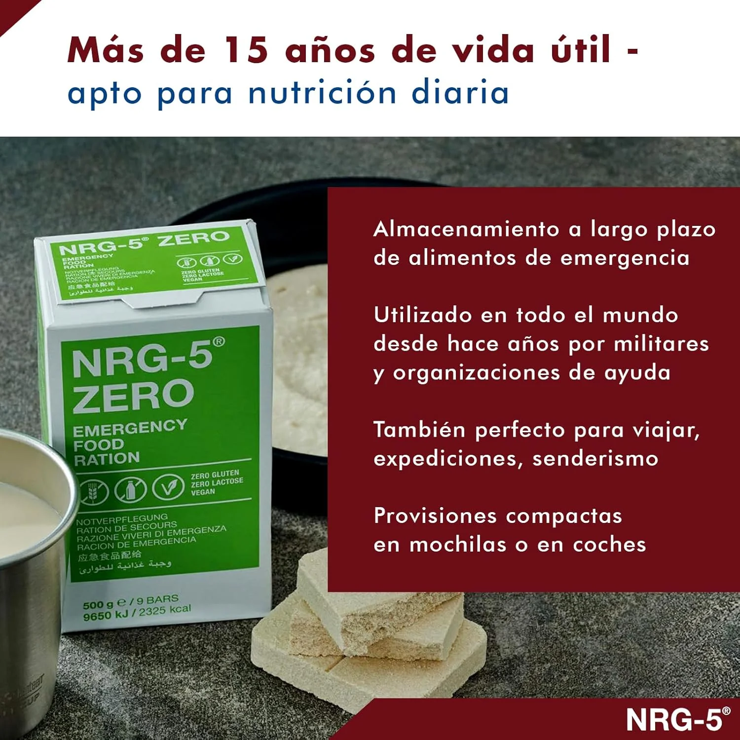 Ración de Comida de Supervivencia NRG-5® – Alimento de Emergencia Compacto y Nutritivo (500 g) - Imagen 4