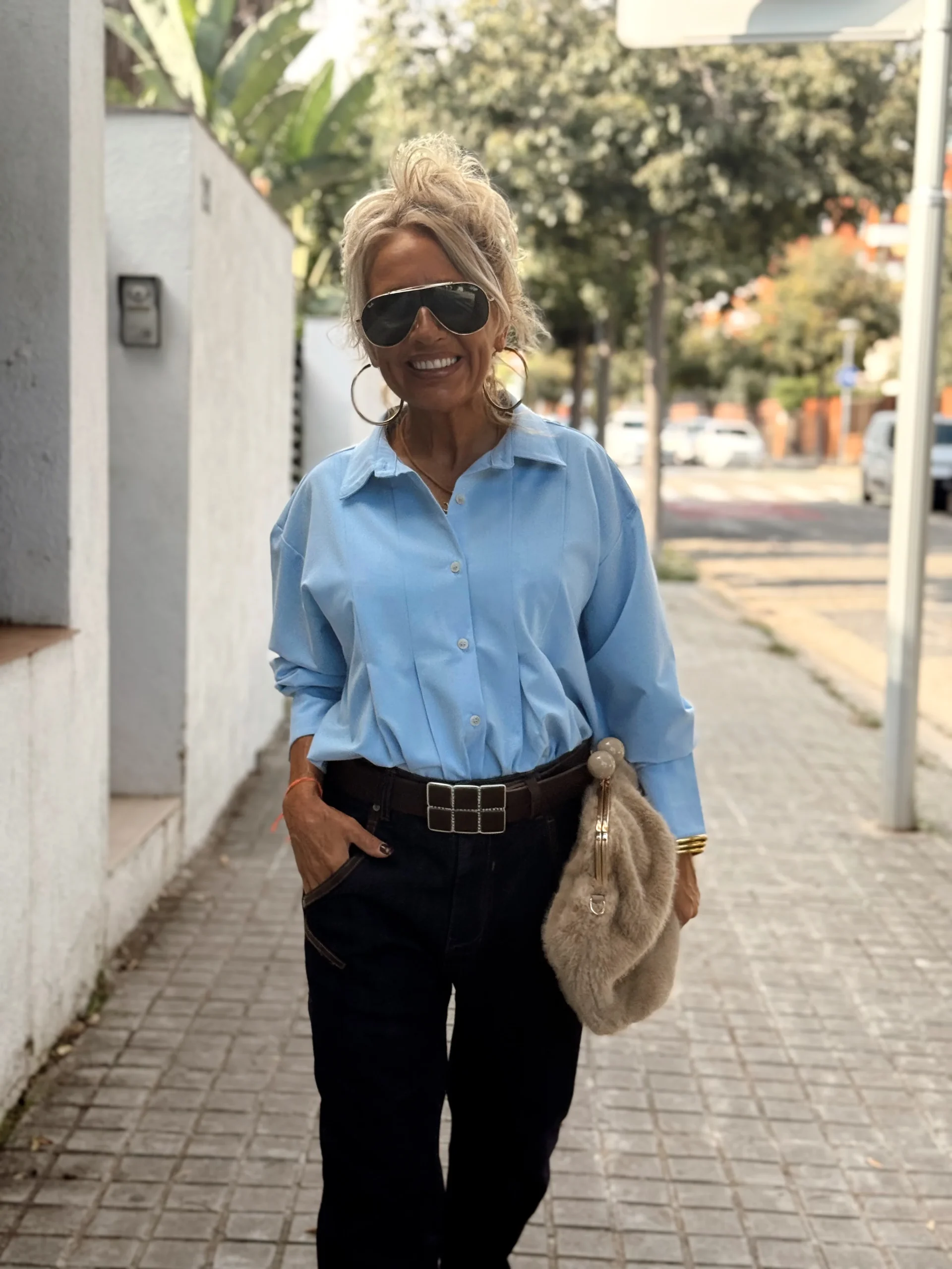 CINTURON BARCELONA DE CUADROS MARRÓN - Imagen 3