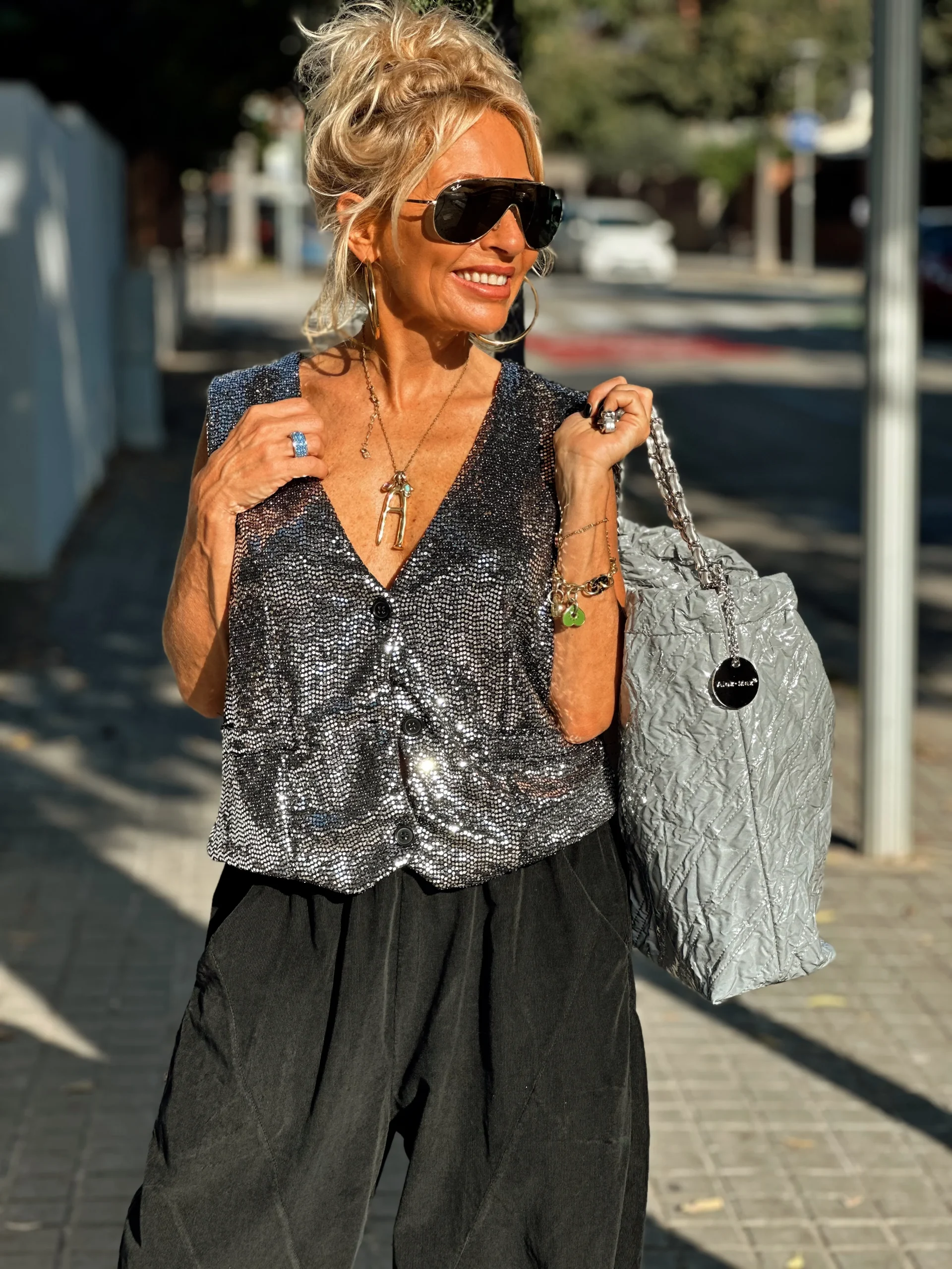 CHALECO LENTEJUELAS PLATEADO - Imagen 4