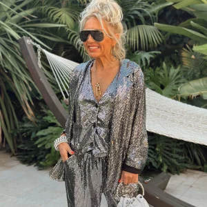 CHAQUETA LENTEJUELAS CRISTINA PLATEADA