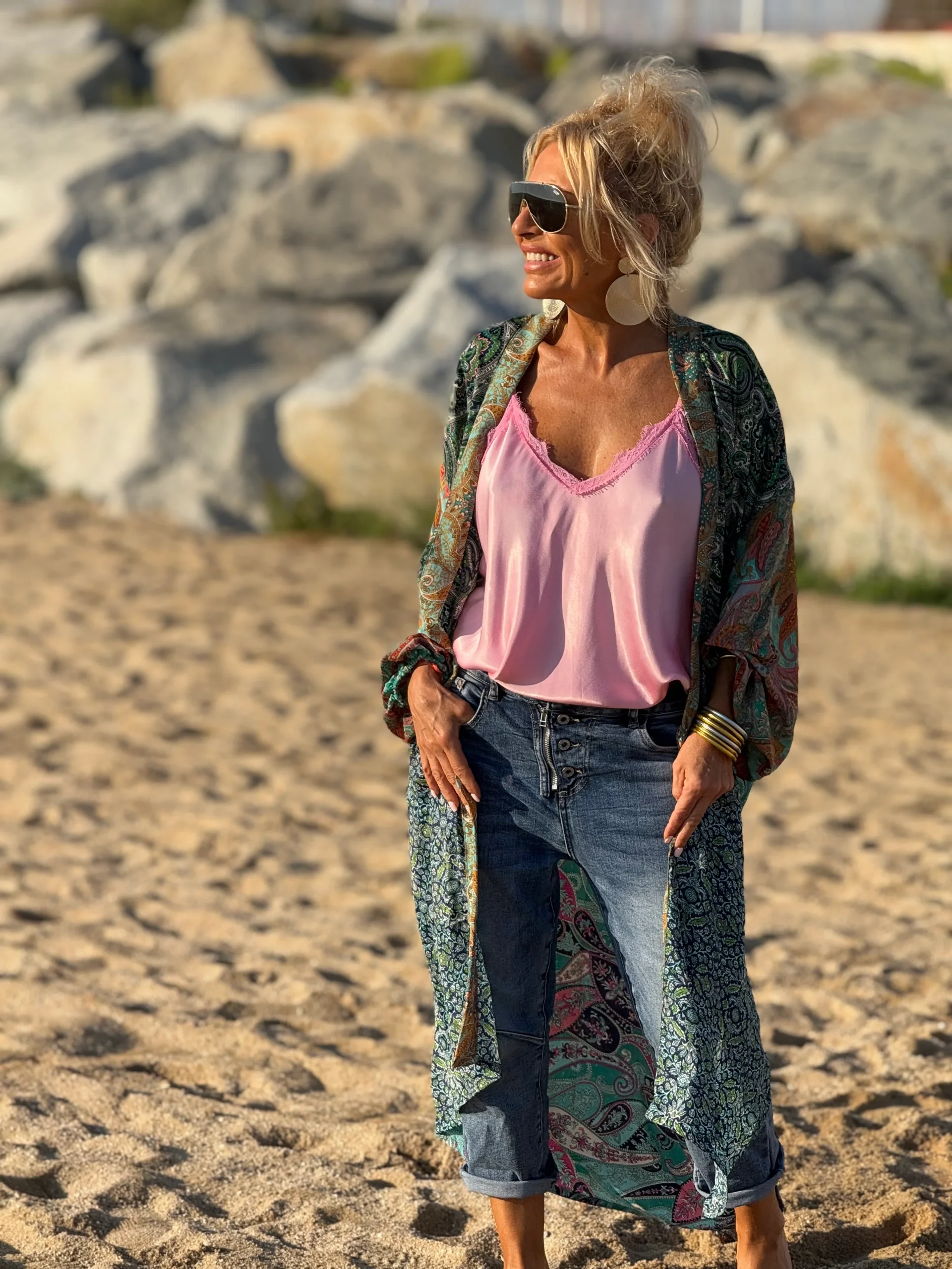 KIMONO ESTAMPADO MANGA ELASTICA MULTICOLOR