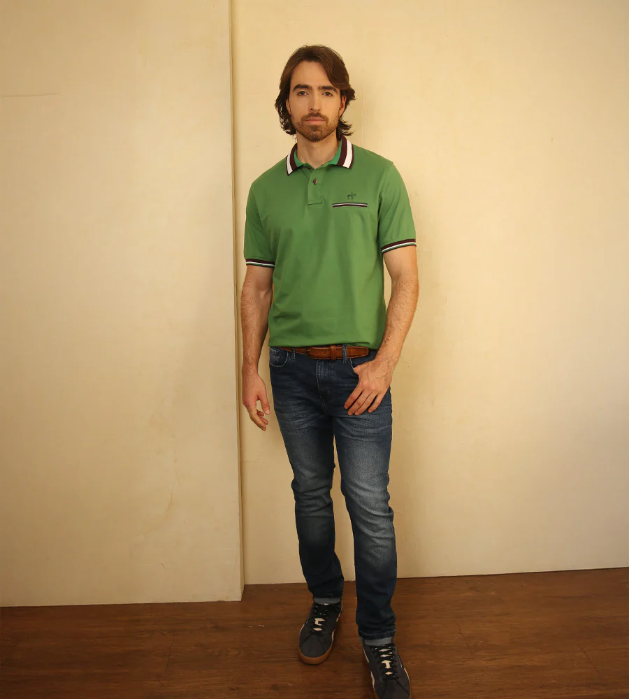 Polo Contraste Color Verde Medio Ref. 130020525 - Imagen 4