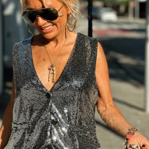 CHALECO LENTEJUELAS PLATEADO