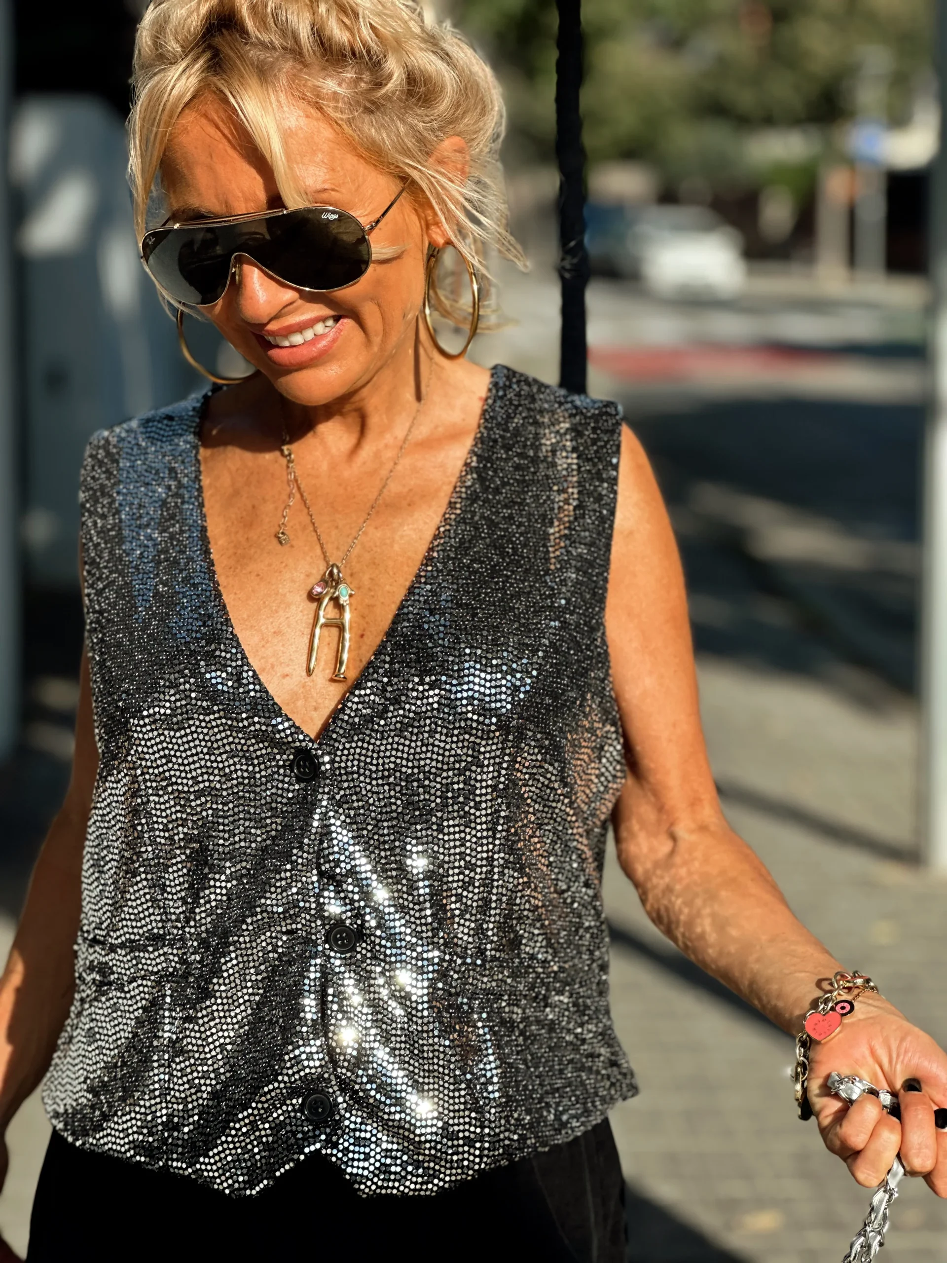 CHALECO LENTEJUELAS PLATEADO