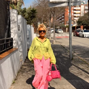 PANTALON LINO CARGO ROSA