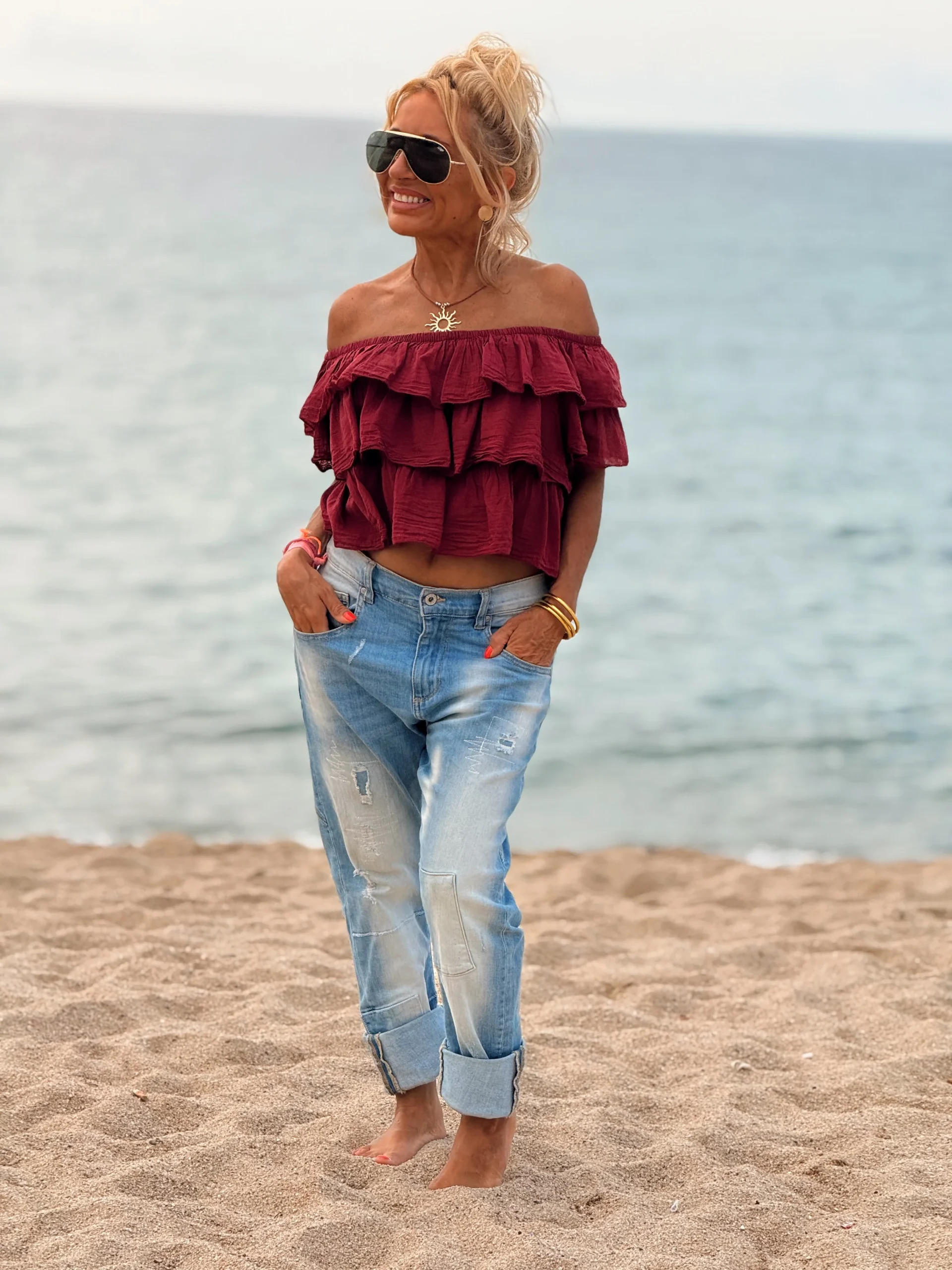 BLUSA VOLANTES CROP-TOP MULTICOLOR - Imagen 3