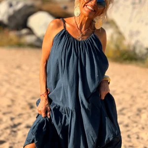 VESTIDO CORTO TULIPÁN AZUL MARINO