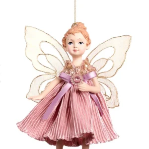 Adorno navideño - hada rosa/oro