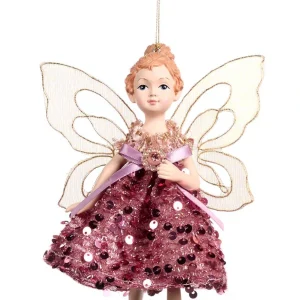 Adorno navideño - hada púrpura/oro