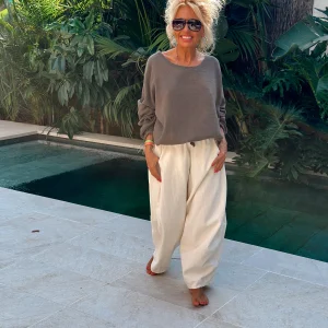 CAMISETA PANAL CON CORDÓN CAMEL