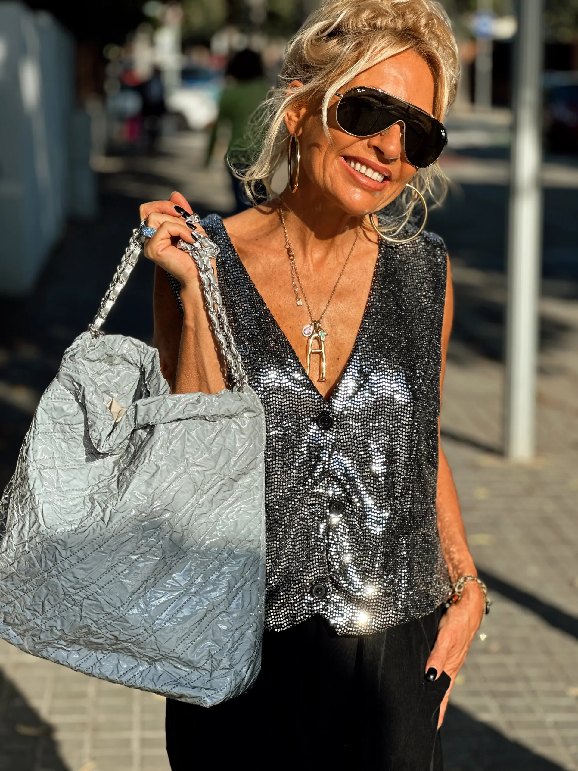 CHALECO LENTEJUELAS PLATEADO - Imagen 7