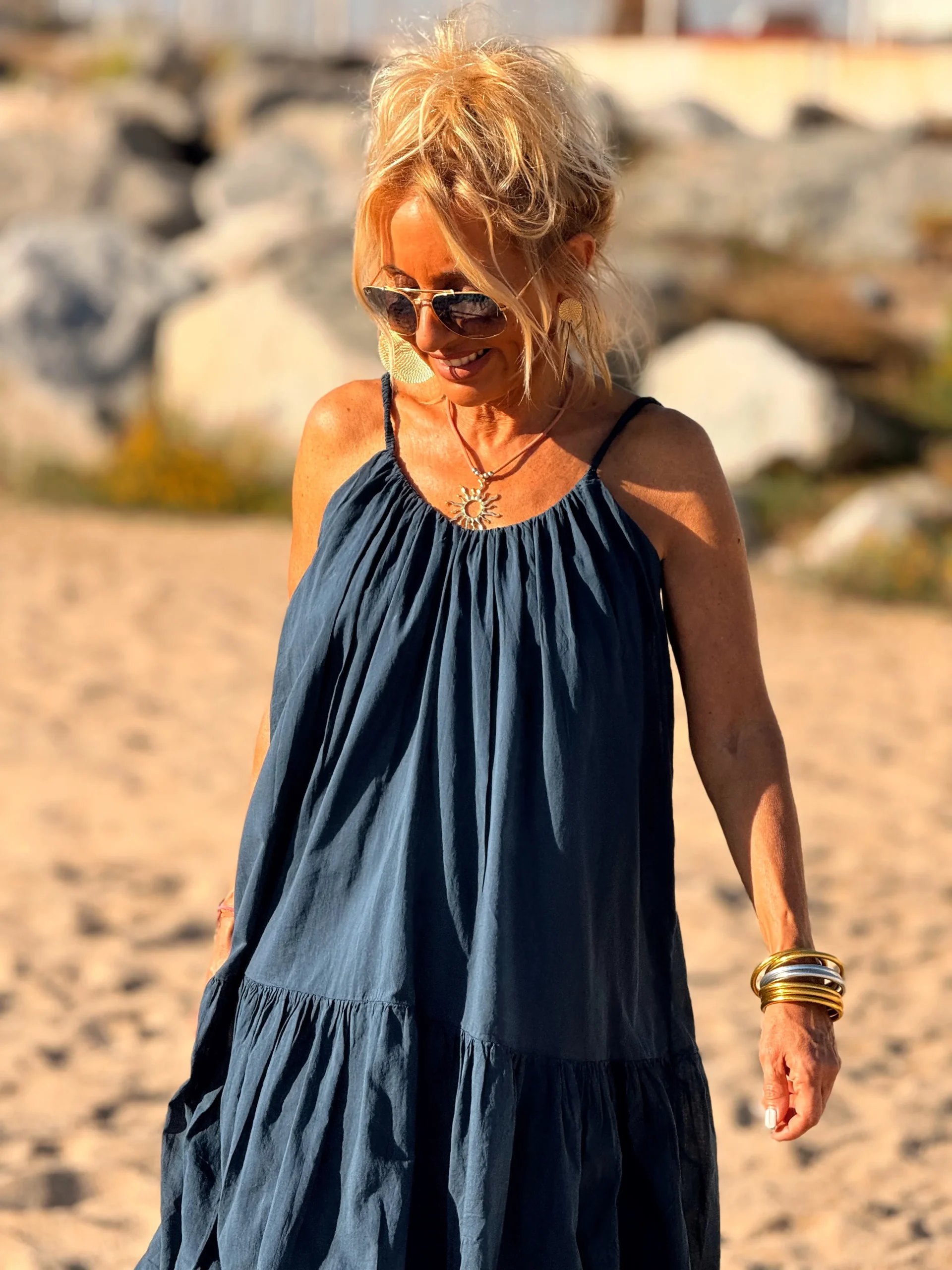 VESTIDO CORTO TULIPÁN AZUL MARINO - Imagen 7