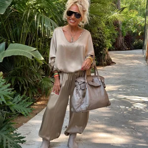 PANTALON LARGO BAGGY AVA DORADO