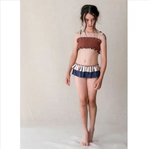 Bikini volantón doble - azul lavado + raya caldera denim