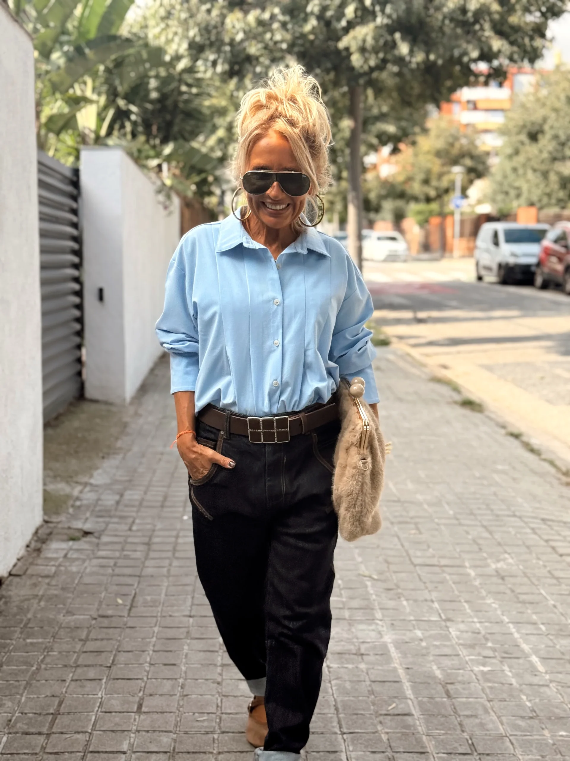 CINTURON BARCELONA DE CUADROS MARRÓN - Imagen 5