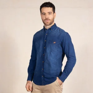 Camisa Cuadros M/L Color Azul Índigo Medio Ref. 114011125