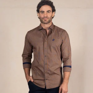 Camisa Cuadros M/L Color Azul Oscuro Ref. 114051225