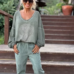 PANTALON BAGGY CARLOTA BRILLANTE KAKI