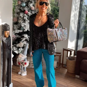 PANTALON BRILLANTE TURQUESA