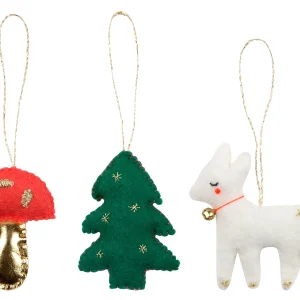 Adornos navideños de fieltro - pack de 3 - woodland