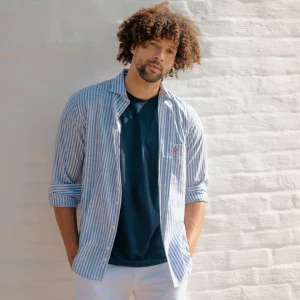 Camisa Rayas Manga Larga Color Blanco Azul Ref. 116031225