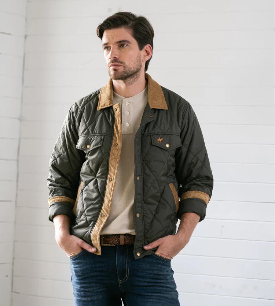 Chaqueta Abullonada Color Verde Militar Ref. 132041225