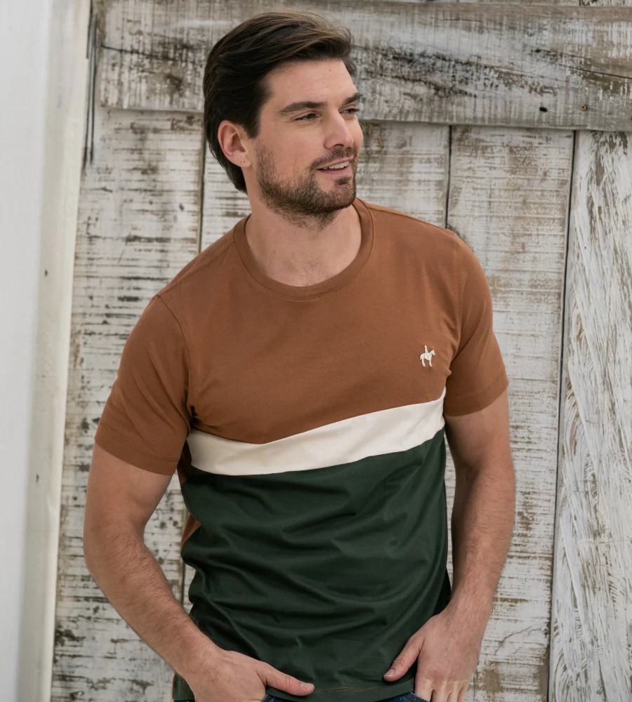 Camiseta Bloques Color Café Caramelo Ref. 149011225