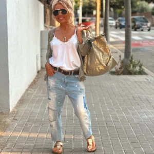 CÁRDIGAN CORTO ANNY KAKI-DORADO