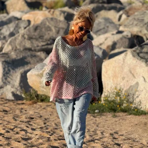 JERSEY AGUJEROS OVERSIZE TYE&DYE MENTA-ROSA