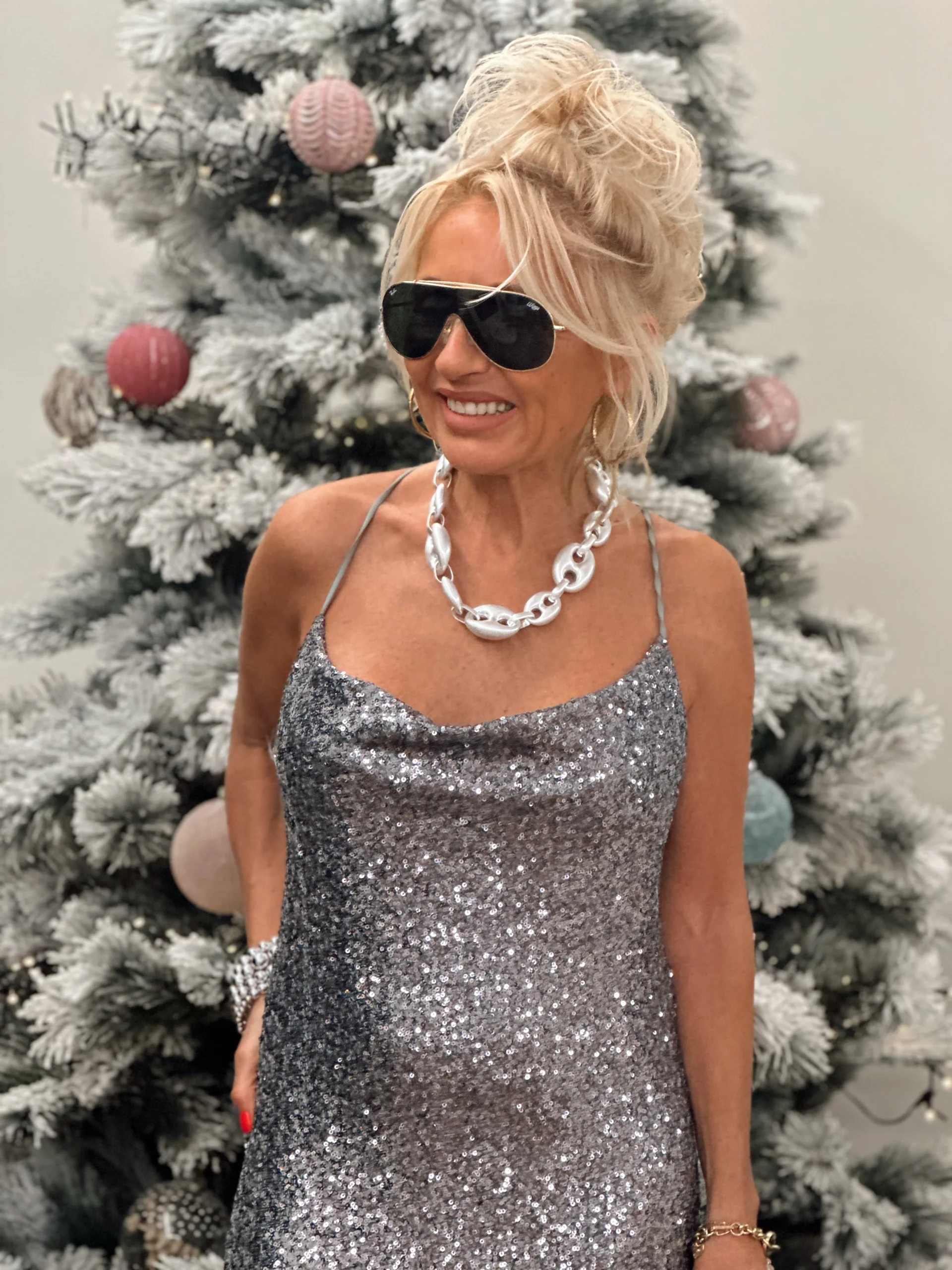 VESTIDO LENTEJUELAS GRIS - Imagen 6