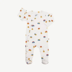 Pijama con Patitas - Casitas Crema