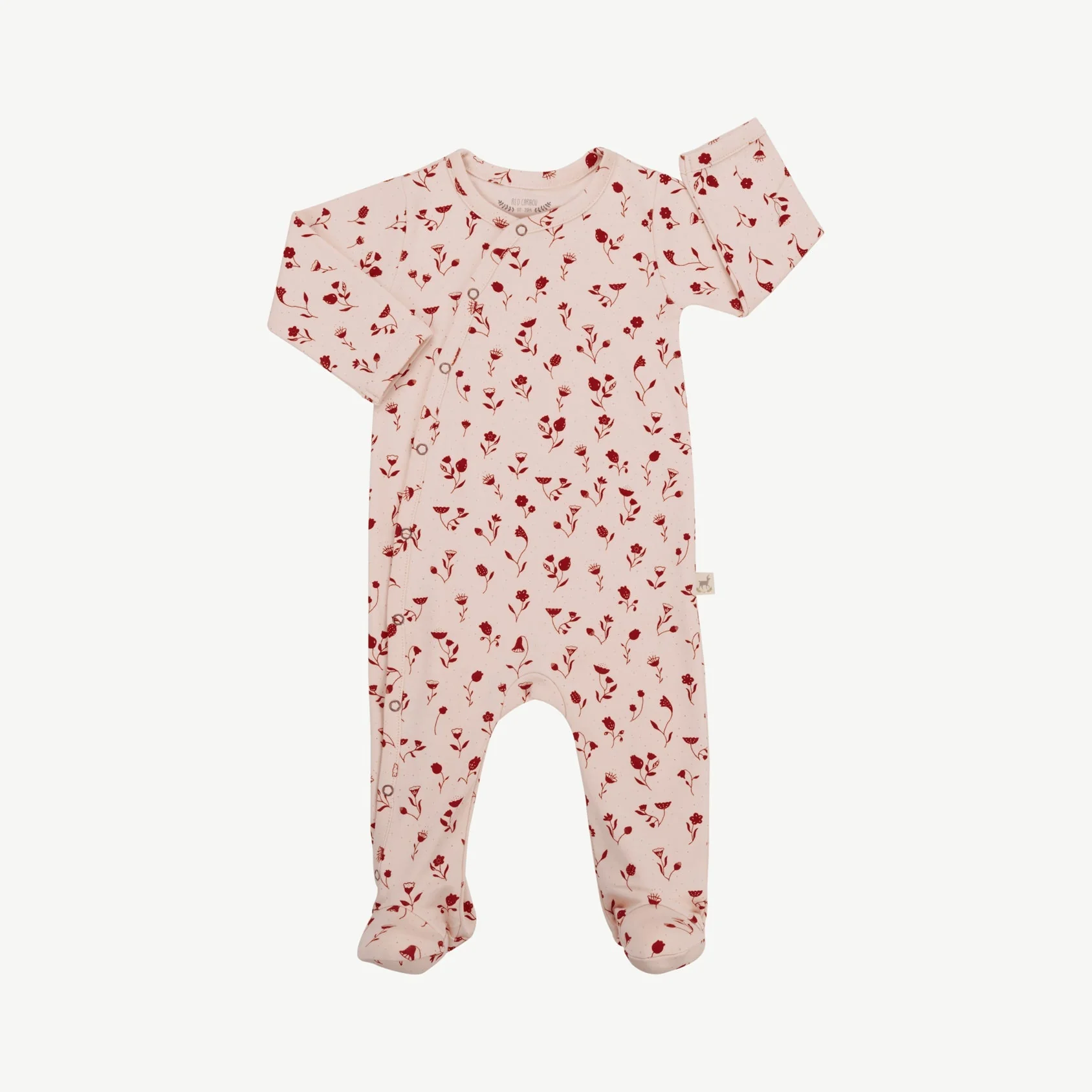 Pijama con Patitas - Flores Durazno Suave - Imagen 3