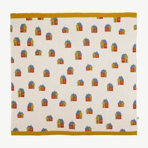 Manta Tejida - Casitas Crema