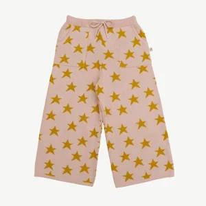 Pantalón Ancho Tejido - Estrellas Rosado