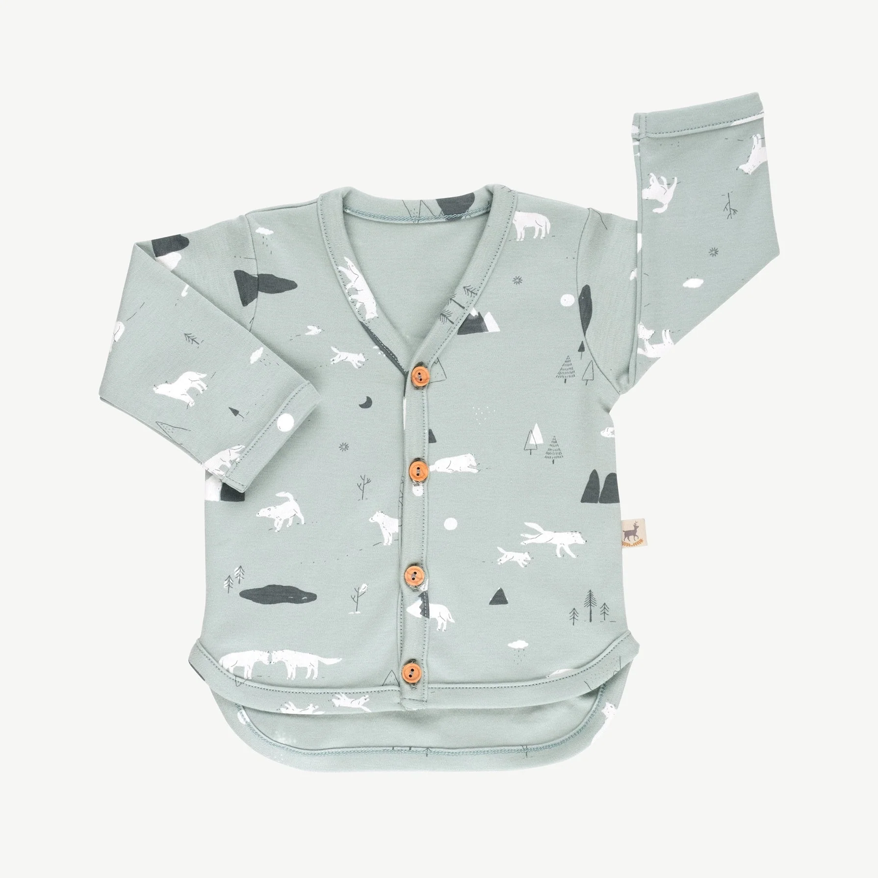 Cardigan 'guardian wolves' gray mist