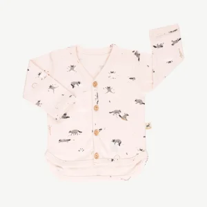 Cardigan 'frolicsome raccoons' pearl